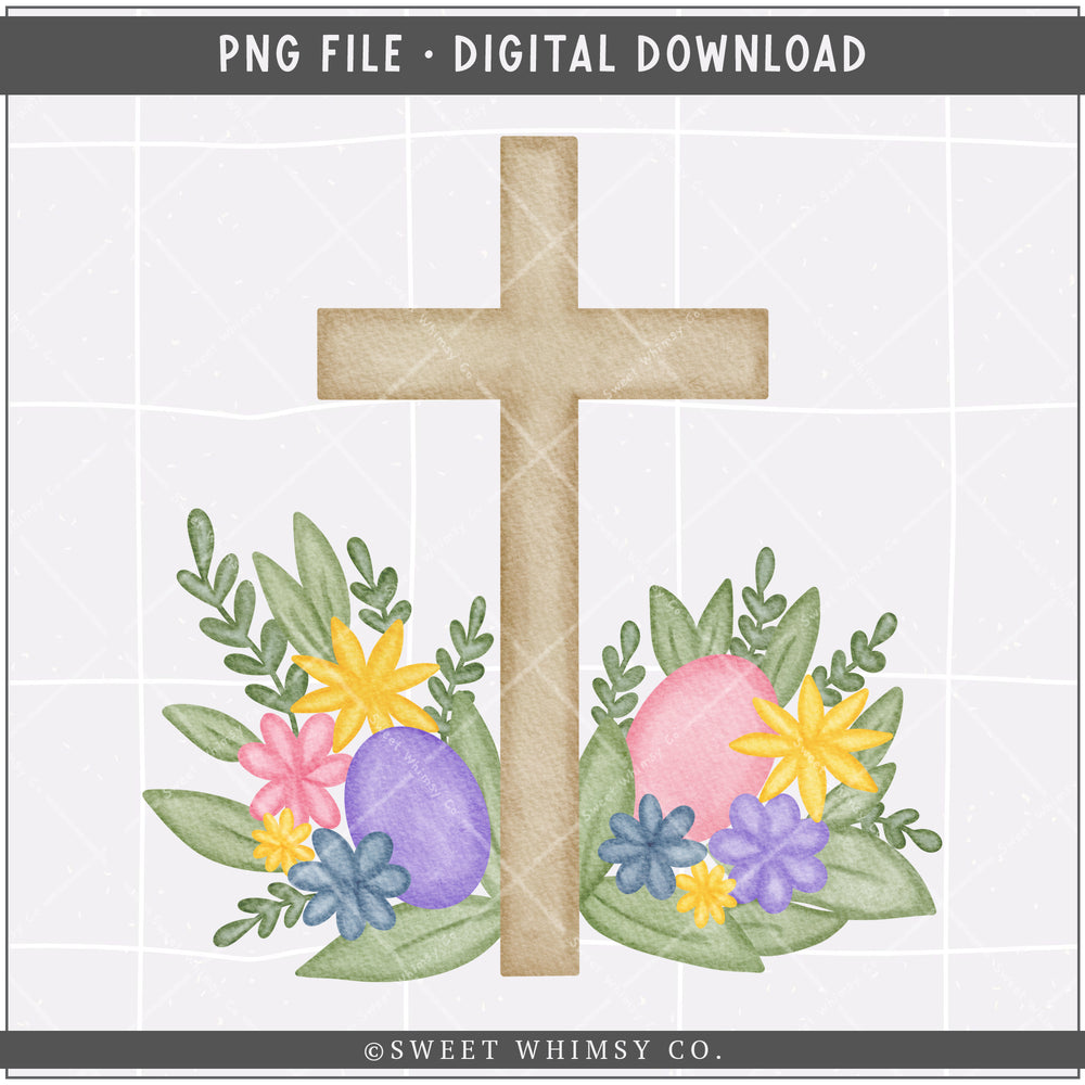 Easter Floral Cross PNG