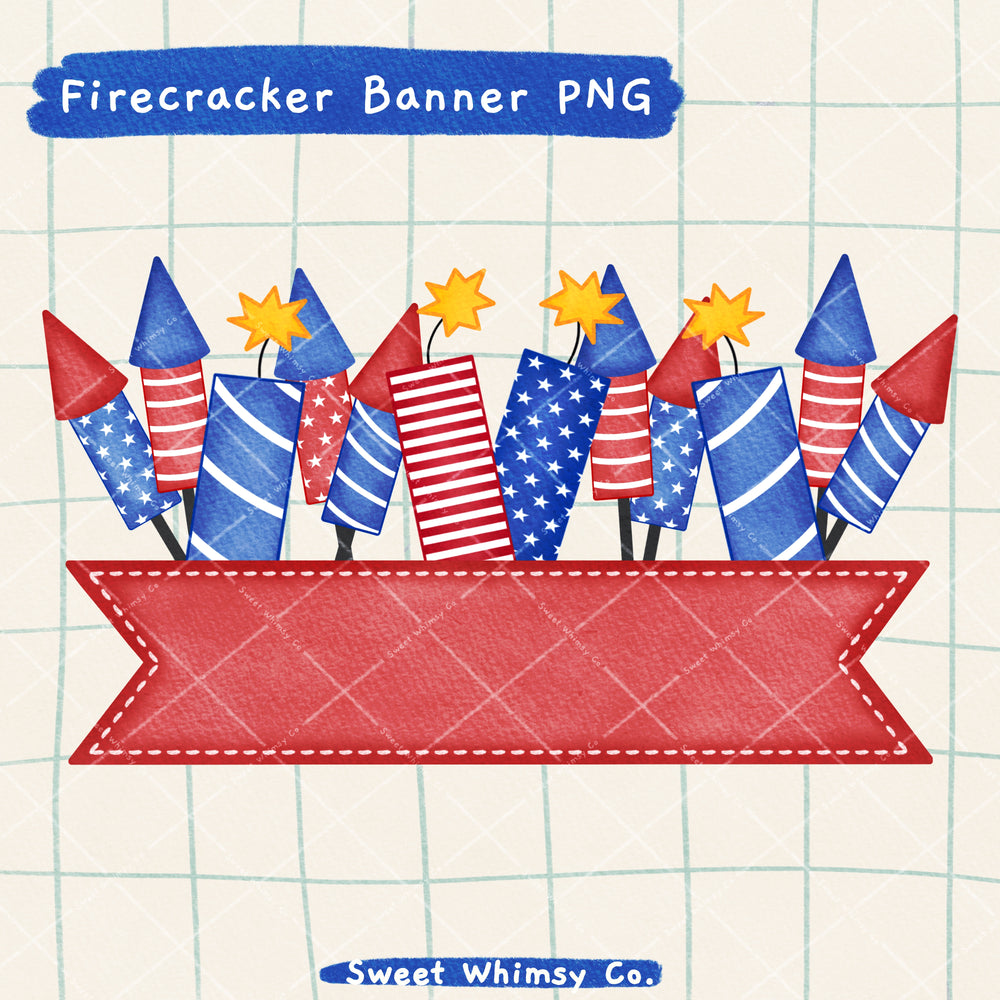 Firecrackers Red Banner PNG