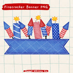 Firecrackers Blue Banner PNG