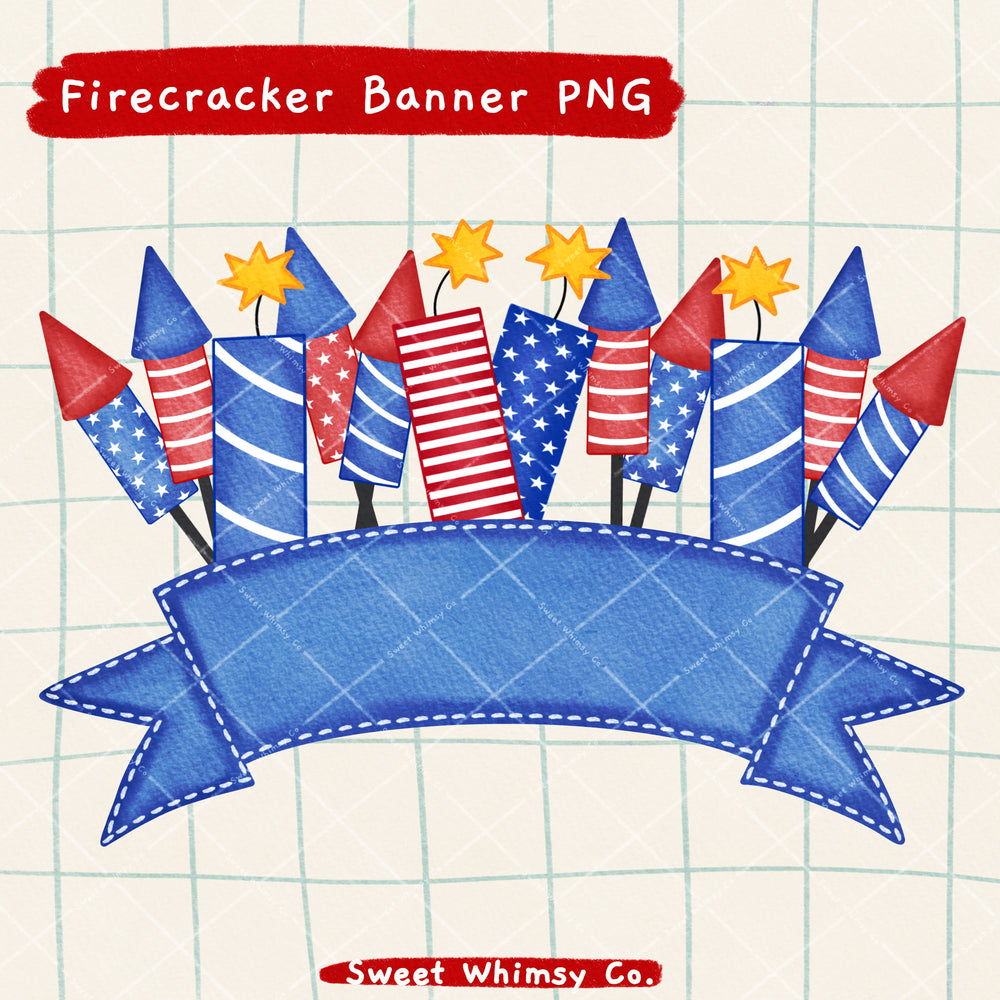 Firecrackers Blue Fancy Banner PNG