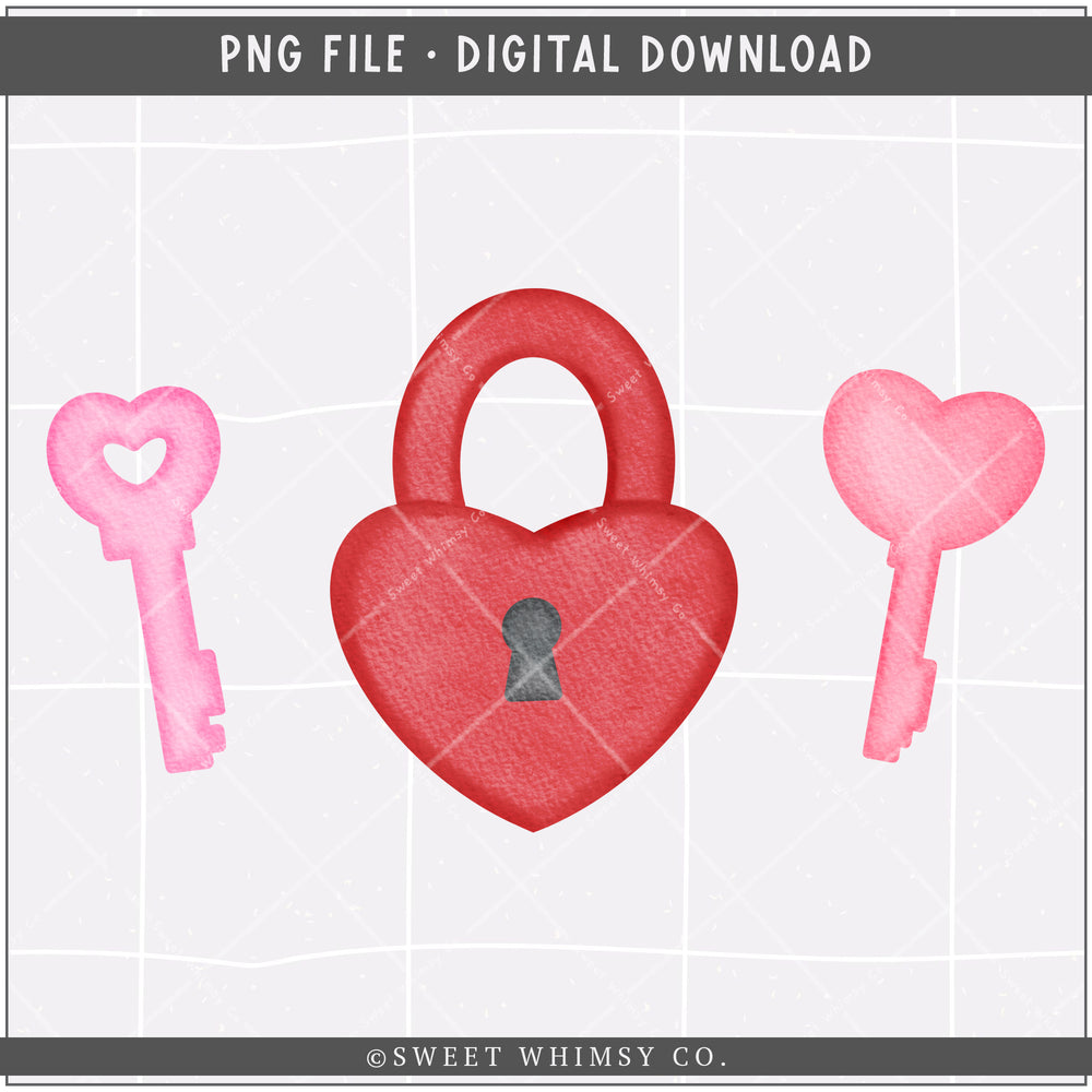 Heart Lock and Key Trio PNG