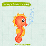 Orange Seahorse PNG