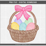 Pink Bow Easter Basket PNG