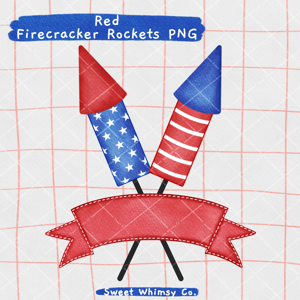 Firecracker Rockets Red Fancy Banner PNG
