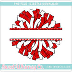 Red and White Split PomPom PNG