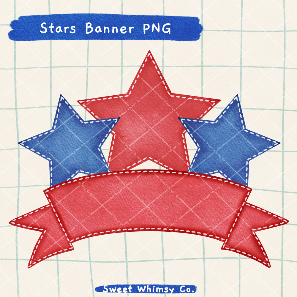 Stars Red Fancy Banner PNG