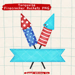 Firecracker Rockets Turquoise Banner PNG