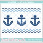 Anchor Navy Faux Smocked PNG