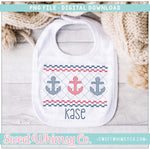 Anchor Navy and Red Faux Smocked PNG