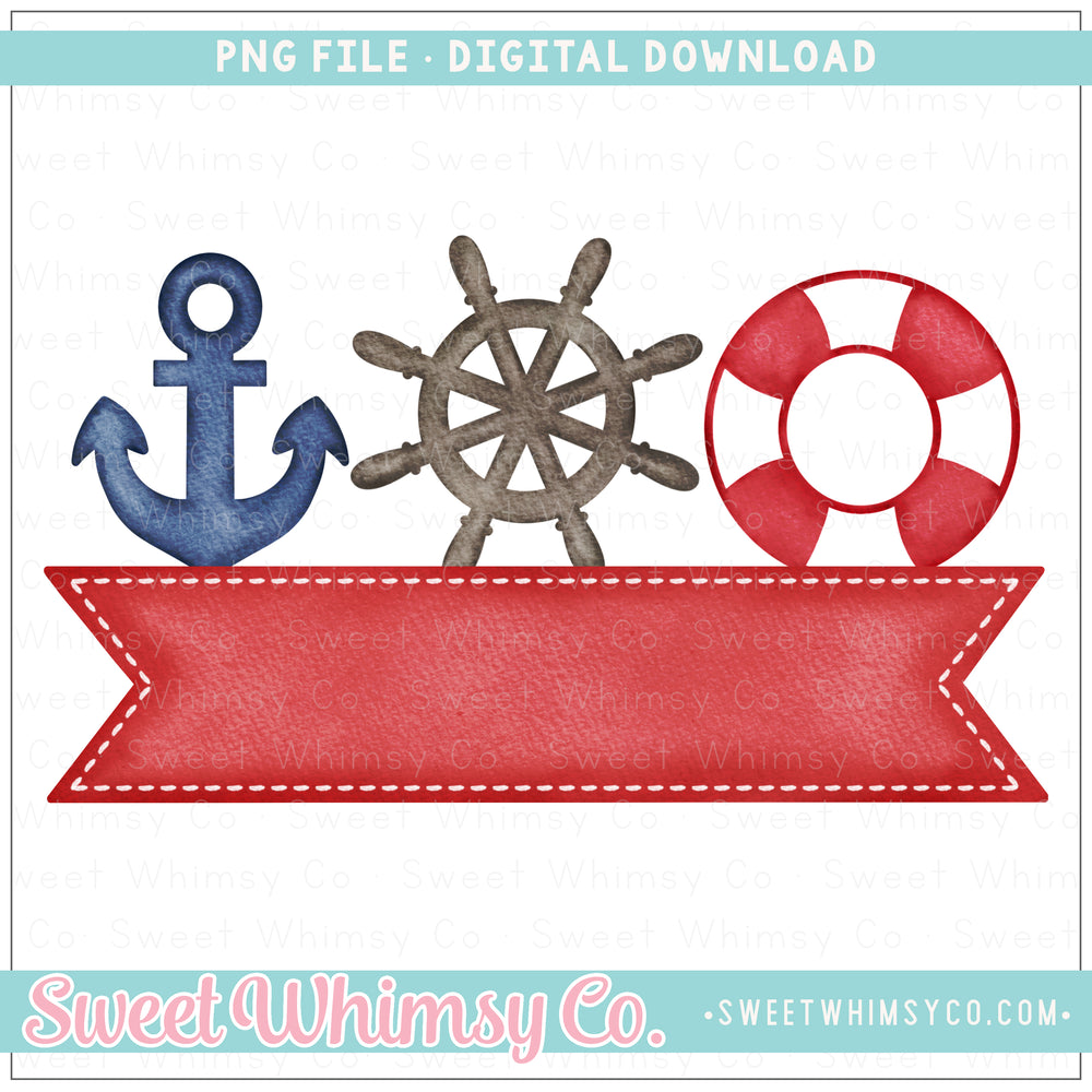 Anchor Ship Wheel Life Preserve Ribbon PNG