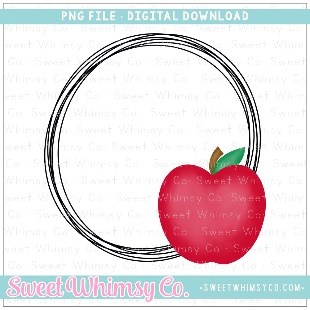 Apple Circle Sketch Frame PNG
