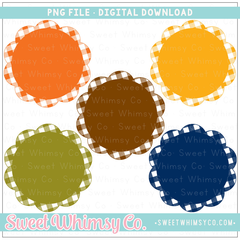 Autumn Buffalo Check Solid Scallop Background Patches PNG