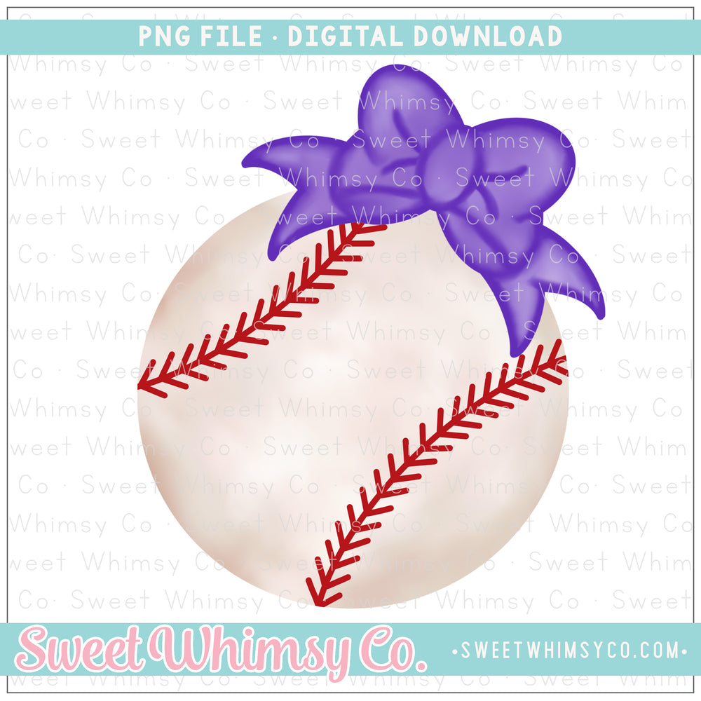 Purple Bow Baseball PNG