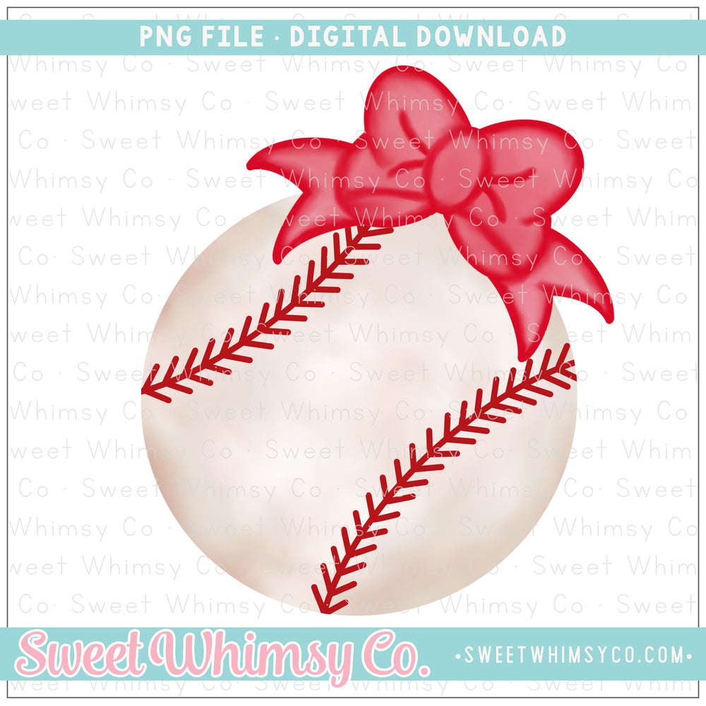 Red Bow Baseball PNG