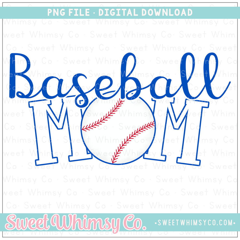 Baseball Mom Royal Blue & White PNG