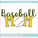 Baseball Mom Navy & Yellow PNG