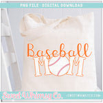 Baseball Mom Orange & White PNG