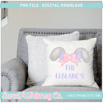 Pink & Grey Big Bow Bunny Ears Monogram Topper PNG