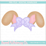 Lilac & Tan Big Bow Bunny Ears Monogram Topper PNG