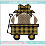 Black & Gold Football Wagon With Bow PNG