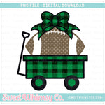 Green & Black Football Wagon With Bow PNG