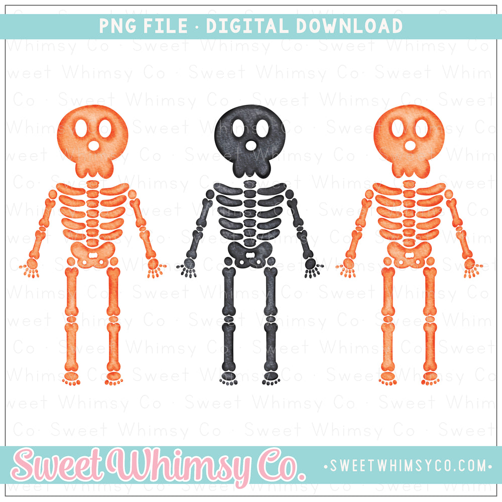 Black Orange Skeleton Trio PNG