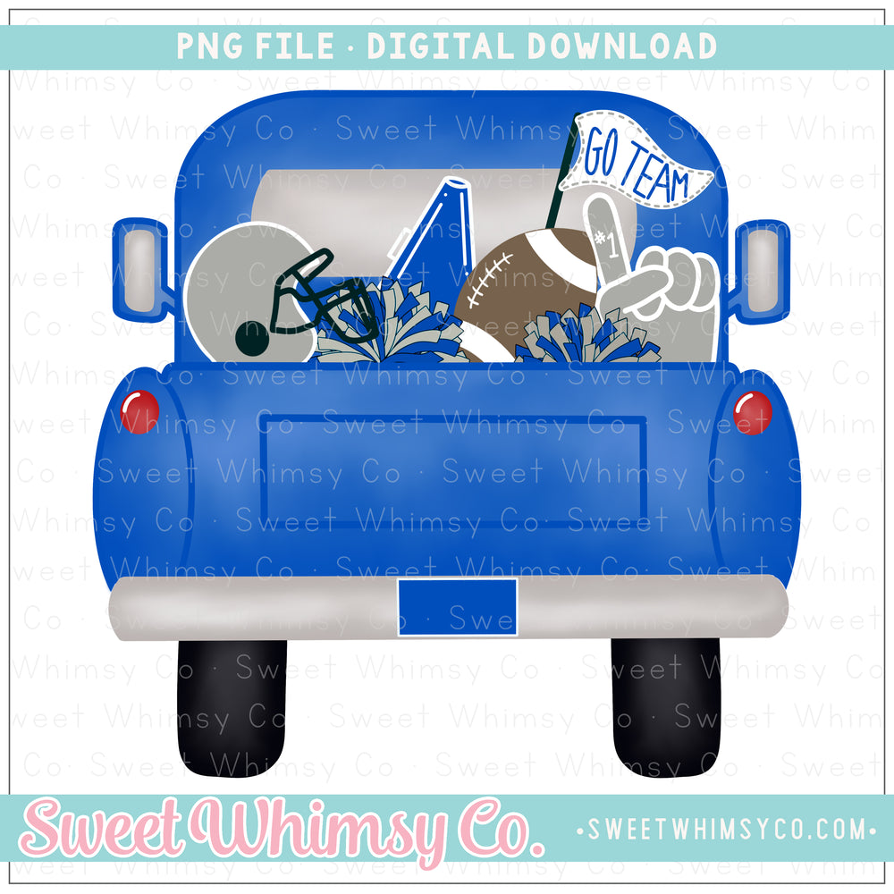 Blue & Silver Grey Football Pickup Truck PNG