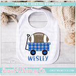 Blue & Grey Faux Stitched Football Wagon PNG
