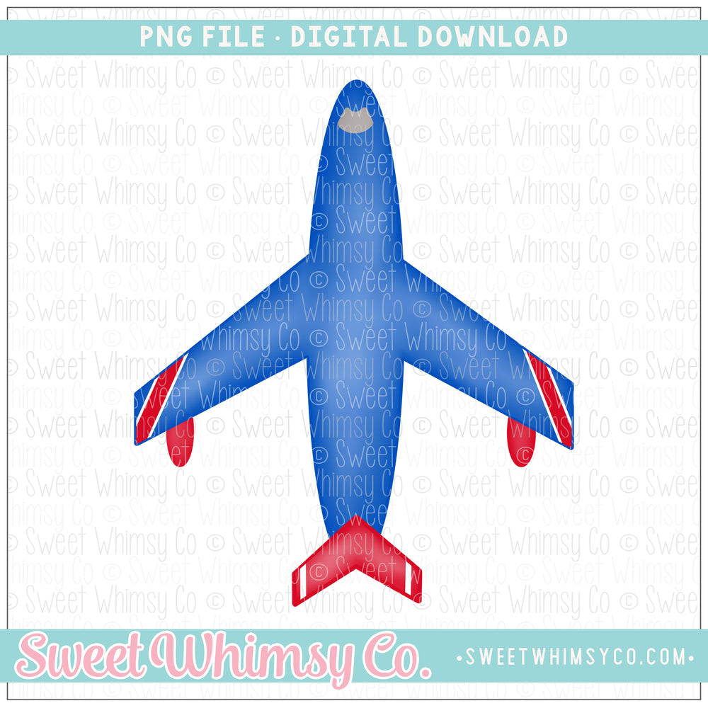 Blue Red Airplane PNG
