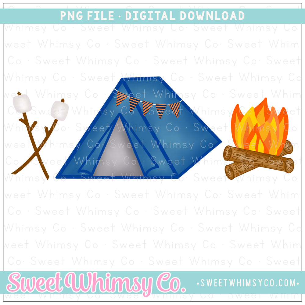 Blue Camping Trio PNG