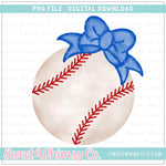 Blue Bow Baseball PNG
