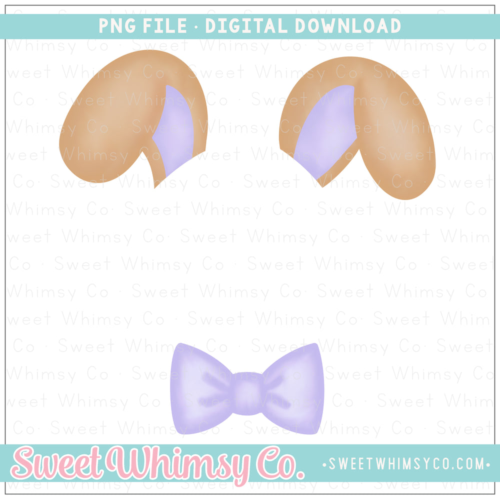 Lilac & Tan Bowtie Bunny Ears Monogram Topper PNG