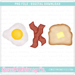 Egg, Bacon, Toast Trio PNG