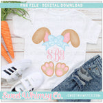 Brown & Light Blue Bunny Bow Ears & Feet PNG