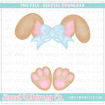 Brown & Light Blue Bunny Bow Ears & Feet PNG