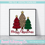 Buffalo Check and Leopard Christmas Tree Trio PNG