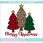 Buffalo Check and Leopard Christmas Tree Trio PNG