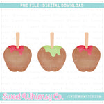 Red & Green Caramel Apple Trio PNG
