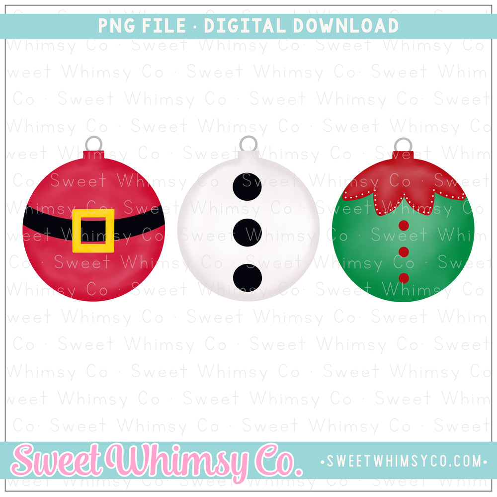Christmas Characters Ornament Trio PNG