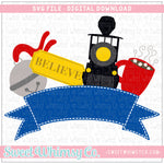 Christmas Train Fancy Banner SVG