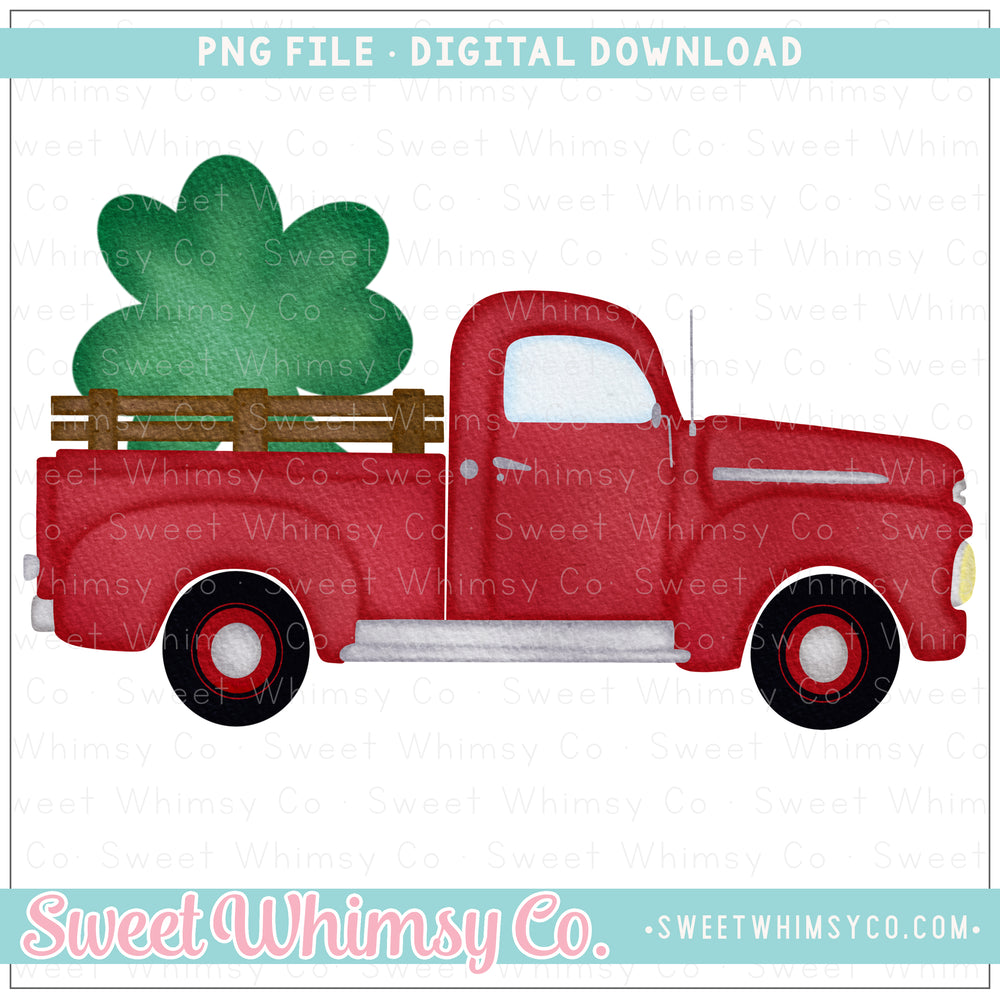 Clover Vintage Red Truck PNG