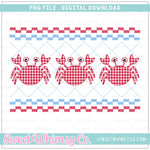 Crab Faux Smocked Red and Blue PNG