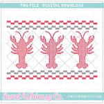 Crawfish Red and Gray Faux Smocked PNG