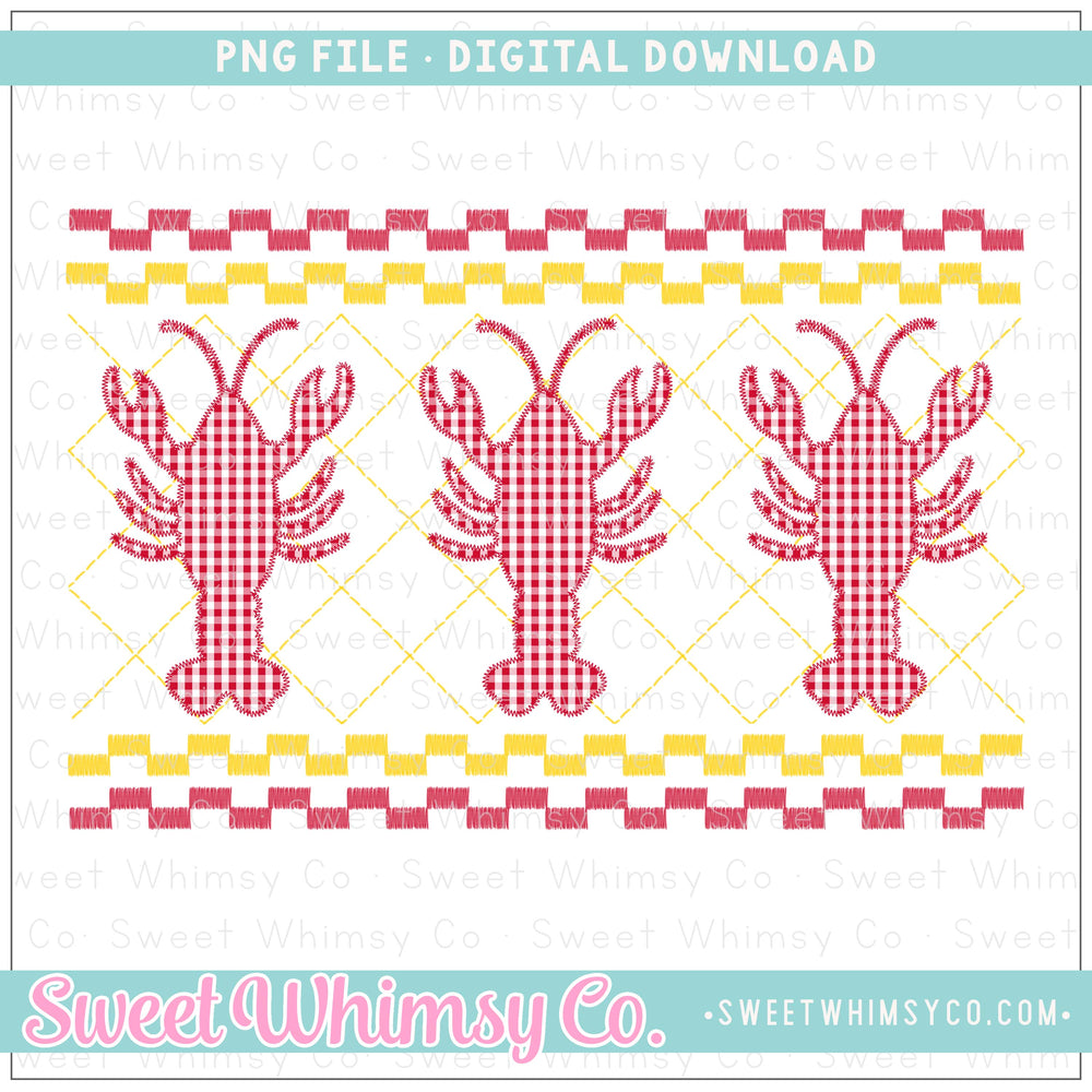 Crawfish Red and Yellow Faux Smocked PNG