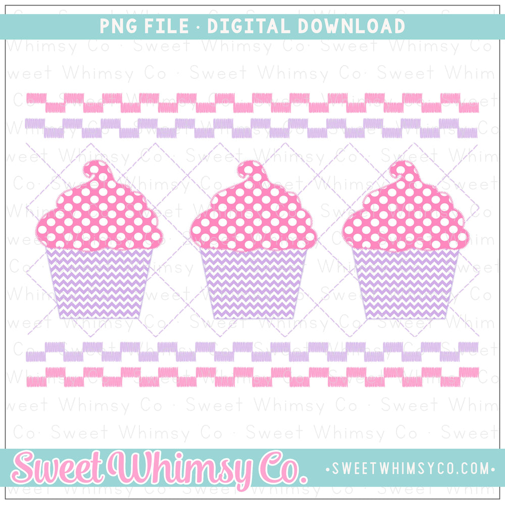 Cupcake Pink Faux Smocked PNG