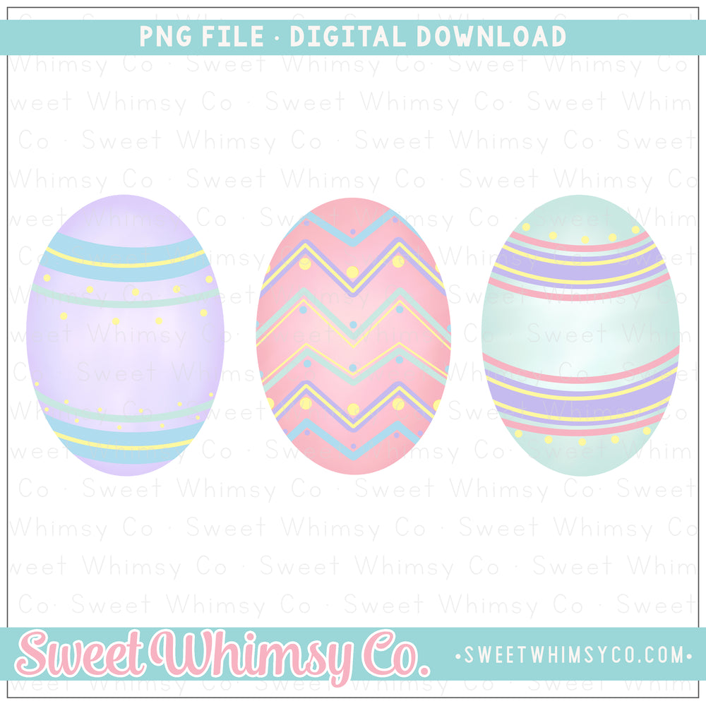Decorated Easter Egg Trio PNG