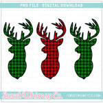 Red & Green Check Deer Trio PNG