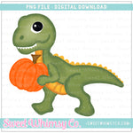 Dinosaur With Pumpkin PNG