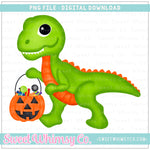 Dinosaur With Treat Bucket PNG