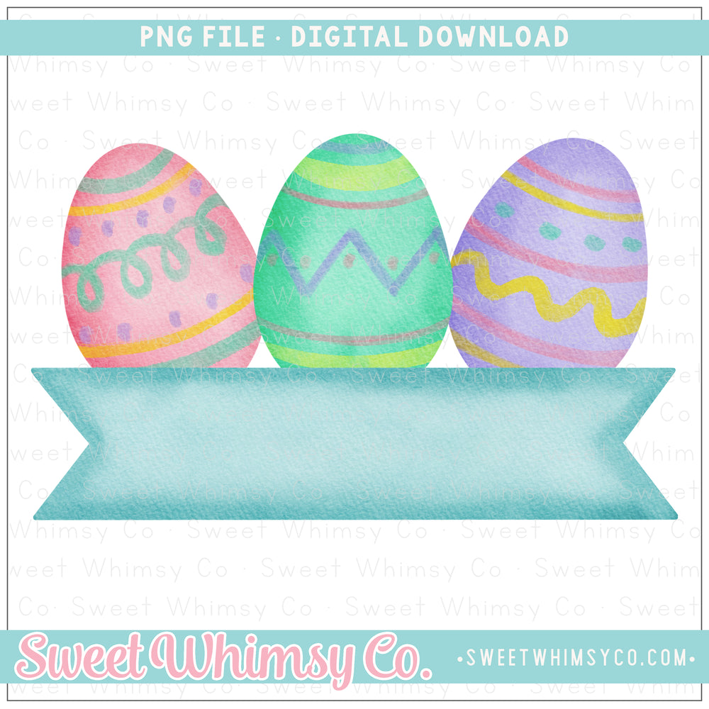 Easter Eggs Blue Ribbon PNG